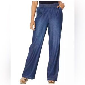 NWT DG2 Diane Gilman SoftCell Denim Wide-Leg Pant Basic INDIGO Size XS